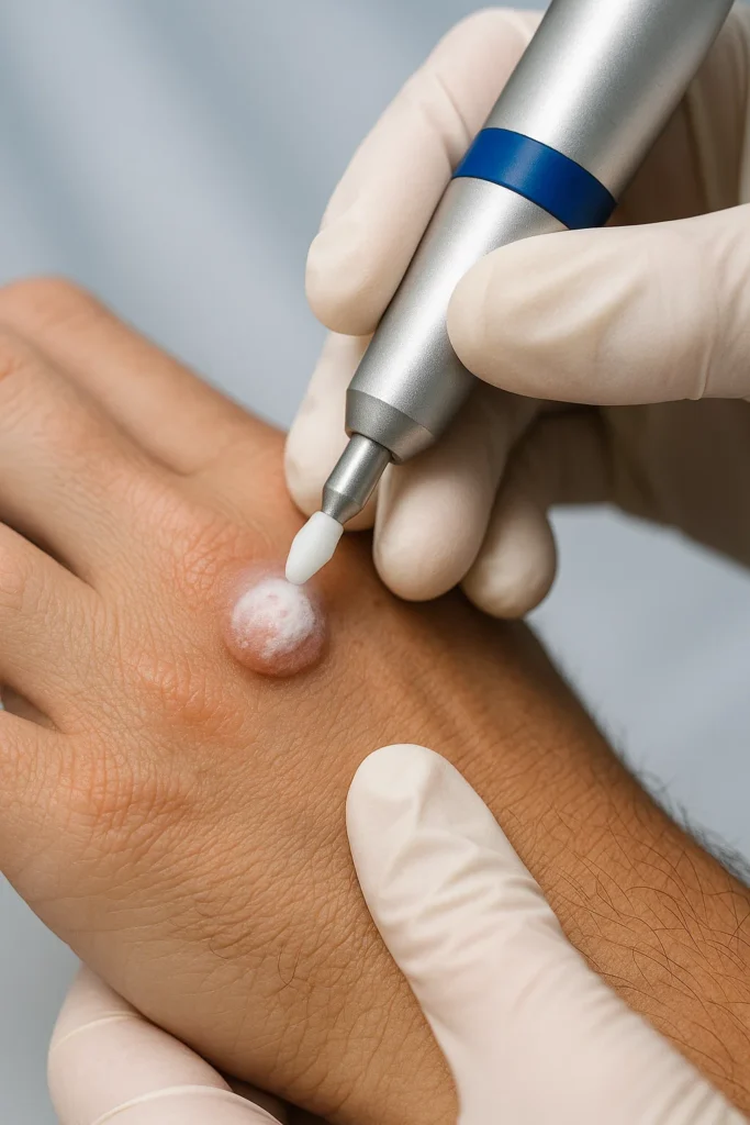example of wart removal Slough using cryopen